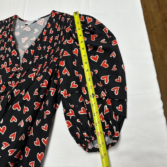 Hunter Bell Womens Jenkins Heart Print Dress Size Small Puff Sleeve Valentines - Picture 8 of 11
